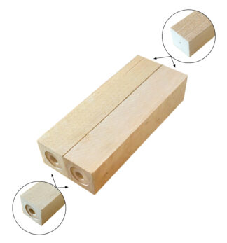 Kapselheberrohling, Nussbaumsplint, gebohrt und zentriert, 2 Stück