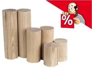 abgelagerte Eschewalzen, Ø 70 x 120 mm, 2 Stück (Messerschärfer, Leuchter)